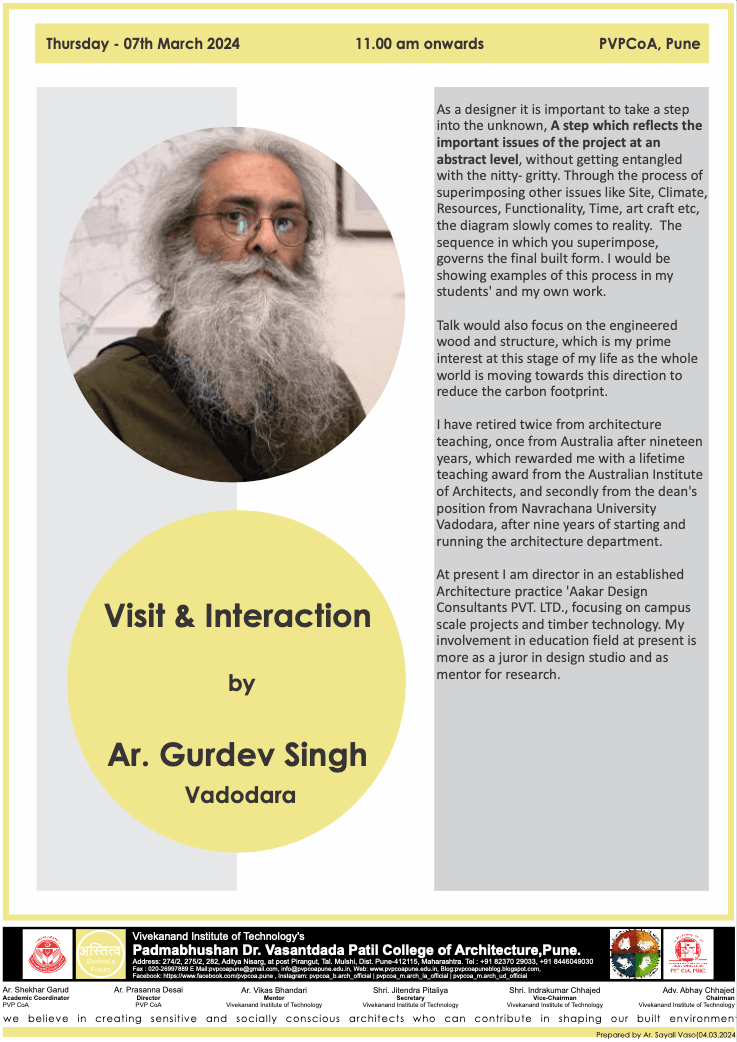 Ar. Gurudev Singh, Vadodara