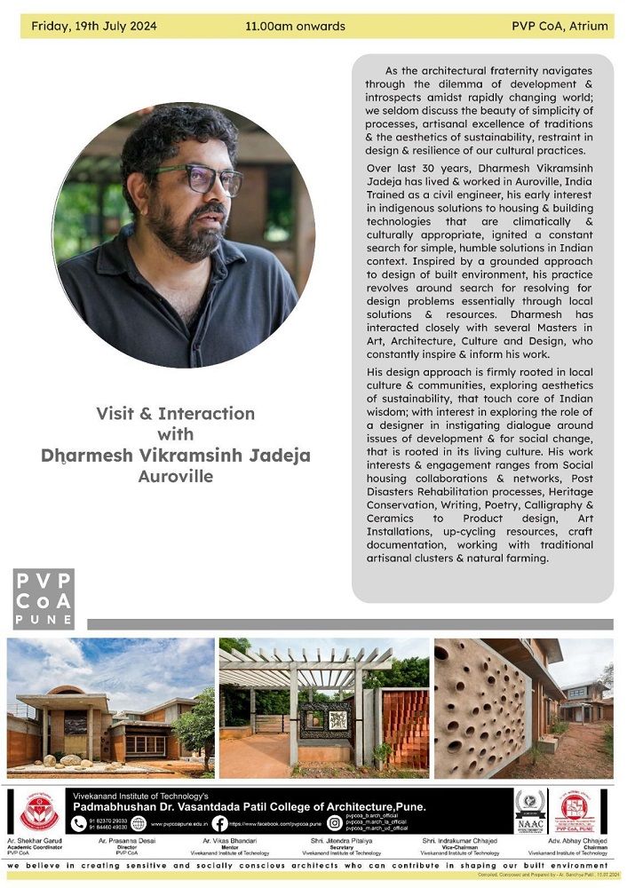 Visit to the college and interaction with students by Dharmesh Jadeja from Auroville