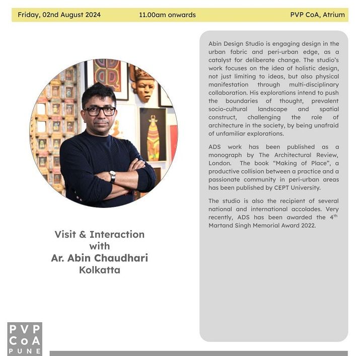 Visit to the college and interaction with students by Ar. Abin Chaudhuri from Kolkata