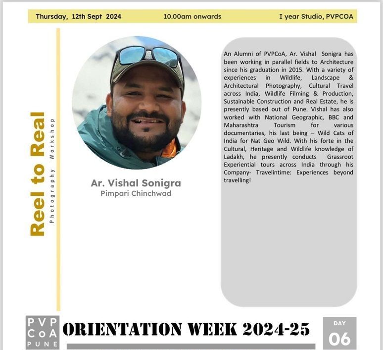 I Yr B. Arch (Orientation Week -Photography workshop)